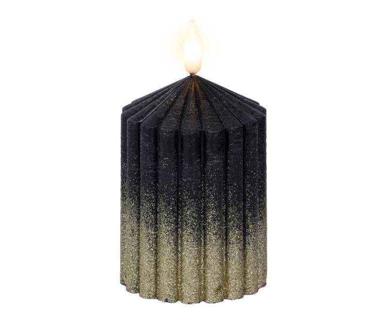 Lumineo LED-Kerze, LED Kerze mit Timerfunktion 7x10cm Wachs gerillt Schwarz / Warmweiß Lumineo LED-Kerze, LED Kerze mit Timerfunktion 7x10cm Wachs gerillt Schwarz / Warmweiß von Lumineo