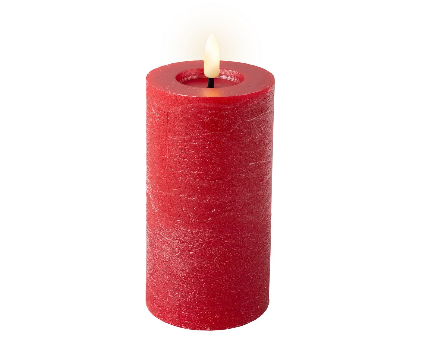 Lumineo LED-Kerze, LED Kerze mit Timerfunktion 7x15cm Wachs Rustik Weihnachtsrot Warmweiß Lumineo LED-Kerze, LED Kerze mit Timerfunktion 7x15cm Wachs Rustik Weihnachtsrot Warmweiß von Lumineo