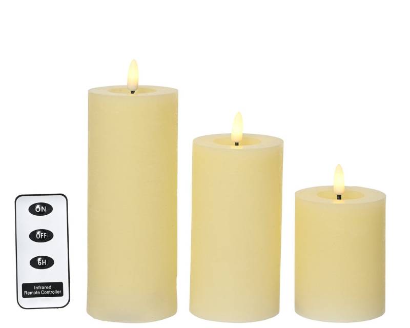 Lumineo LED-Kerze, LED Kerzen mit Timerfunktion 11-19cm Wachs 3er Set Creme / Warmweiß Lumineo LED-Kerze, LED Kerzen mit Timerfunktion 11-19cm Wachs 3er Set Creme / Warmweiß von Lumineo