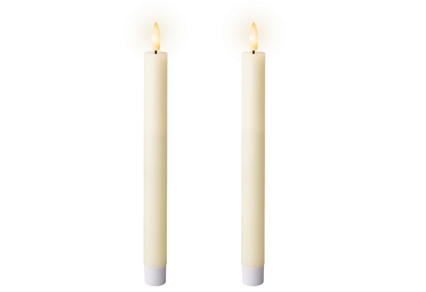 Lumineo LED-Kerze, LED Kerzen mit Timerfunktion 24cm Wachs 2er Set Creme / Warmweiß Lumineo LED-Kerze, LED Kerzen mit Timerfunktion 24cm Wachs 2er Set Creme / Warmweiß von Lumineo