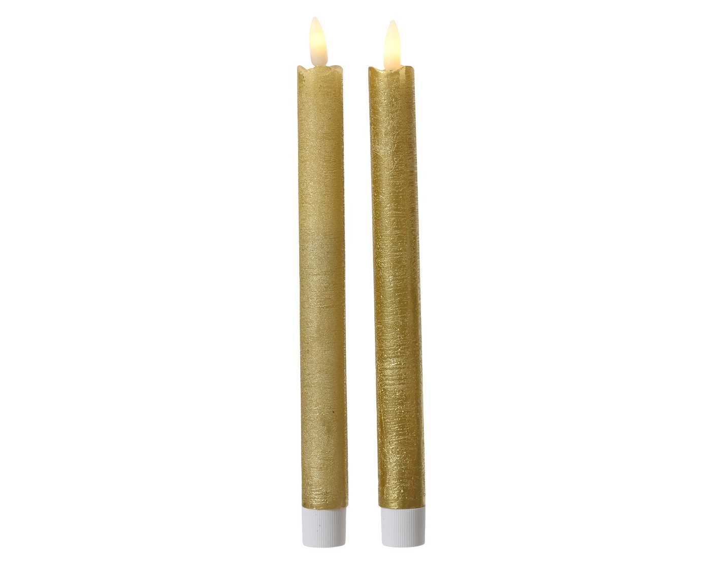 Lumineo LED-Kerze, LED Kerzen mit Timerfunktion 24cm Wachs 2er Set Gold / Warmweiß Lumineo LED-Kerze, LED Kerzen mit Timerfunktion 24cm Wachs 2er Set Gold / Warmweiß von Lumineo