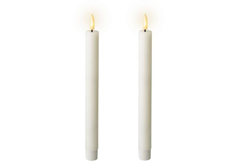 Lumineo LED-Kerze, LED Kerzen mit Timerfunktion 24cm Wachs 2er Set Weiß / Warmweiß von Lumineo