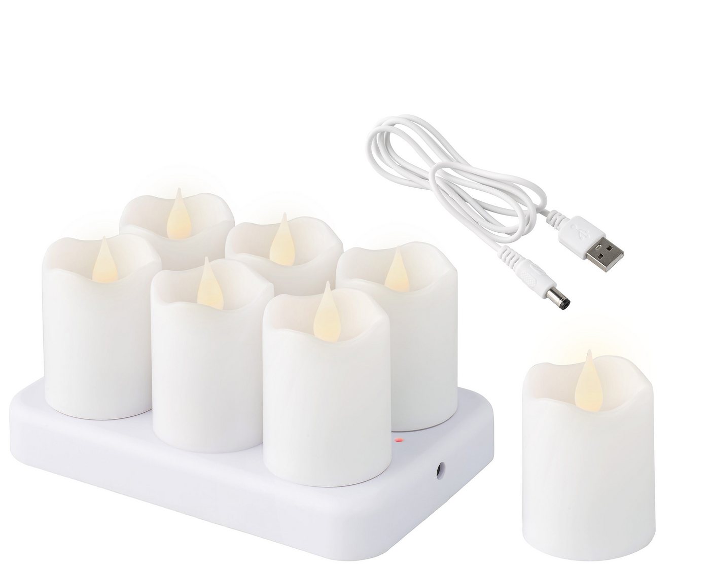 Lumineo LED-Kerze, LED Teelichter 4cm Kunststoff 6er Set Weiß / Warmweiß Lumineo LED-Kerze, LED Teelichter 4cm Kunststoff 6er Set Weiß / Warmweiß von Lumineo