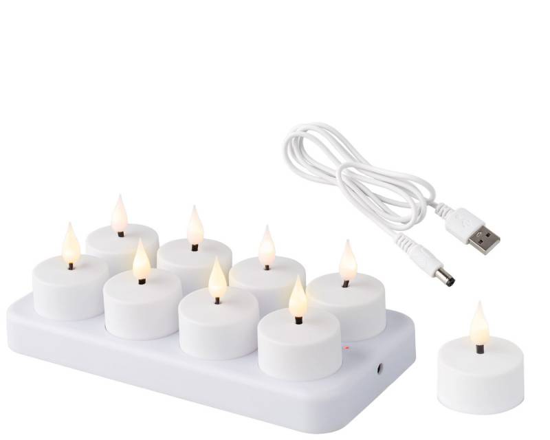 Lumineo LED-Kerze, LED Teelichter 4cm Kunststoff 8er Set Weiß / Warmweiß von Lumineo