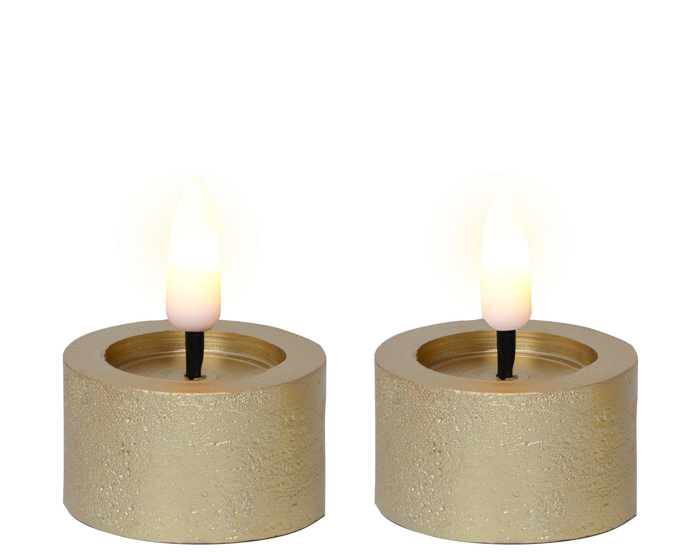 Lumineo LED-Kerze, LED Teelichter mit Timer 4,4x5cm Wachs Gold / Warmweiß 2 Stück Lumineo LED-Kerze, LED Teelichter mit Timer 4,4x5cm Wachs Gold / Warmweiß 2 Stück von Lumineo