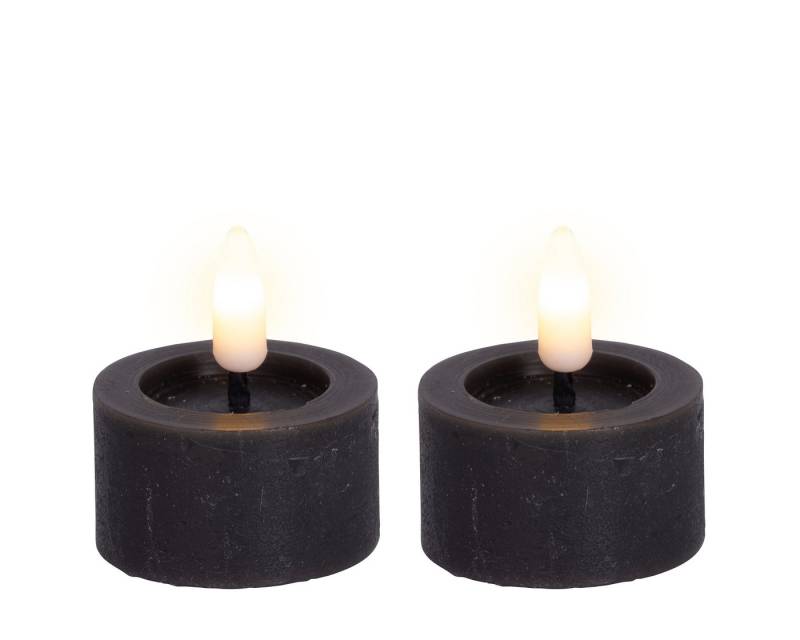 Lumineo LED-Kerze, LED Teelichter mit Timer 4,4x5cm Wachs Grau / Warmweiß 2 Stück von Lumineo