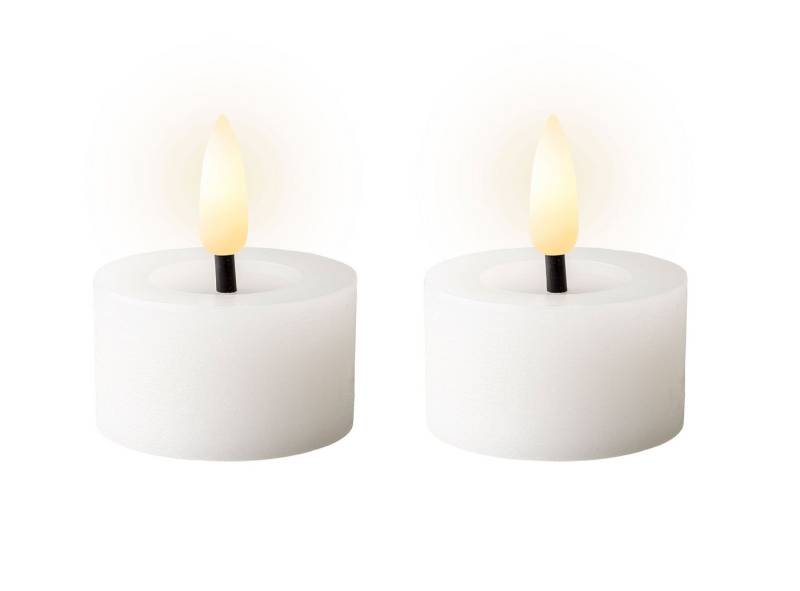 Lumineo LED-Kerze, LED Teelichter mit Timer 4,4x5cm Wachs Weiß / Warmweiß 2 Stück von Lumineo