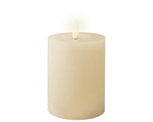 Lumineo LED Kerze mit Timerfunktion 7x11cm Wachs - flackernde Flamme Effekt - Echtwachskerze batteriebetrieben - Wachskerze Stumpenkerze Rustik Creme Warmweiß von Lumineo