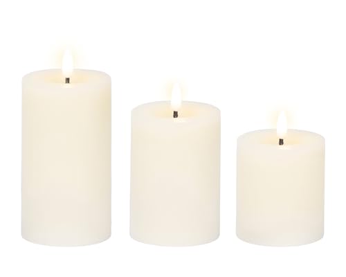 Lumineo LED Kerzen 11-19cm Wachs 3er Set - flackernde Flamme Effekt - Echtwachskerze batteriebetrieben - Wachskerze Stumpenkerze Creme/Warmweiß Lumineo LED Kerzen 11-19cm Wachs 3er Set - flackernde Flamme Effekt - Echtwachskerze batteriebetrieben - Wachskerze Stumpenkerze Creme/Warmweiß von Lumineo