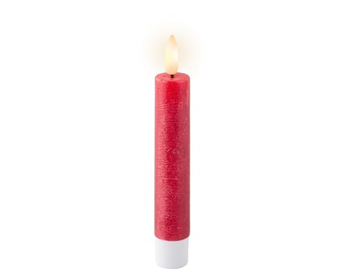 Lumineo LED Kerzen mit Timerfunktion 14,5cm Wachs - 2er Set Echtwachskerzen batteriebetrieben - flackernde Flamme Effekt - Wachskerzen Stabkerzen Rustik Rot Warmweiß von Lumineo