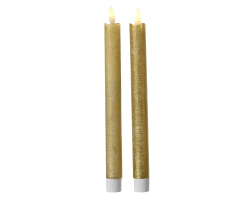Lumineo LED Kerzen mit Timerfunktion 24cm Wachs - 2er Set Echtwachskerzen batteriebetrieben - flackernde Flamme Effekt - Wachskerzen Stabkerzen Rustik Gold Warmweiß Lumineo LED Kerzen mit Timerfunktion 24cm Wachs - 2er Set Echtwachskerzen batteriebetrieben - flackernde Flamme Effekt - Wachskerzen Stabkerzen Rustik Gold Warmweiß von Lumineo