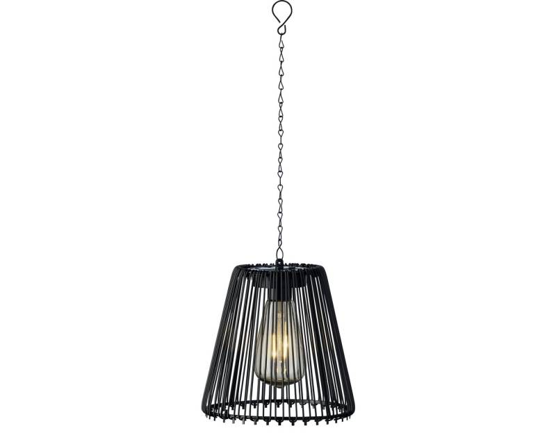 Lumineo LED Laterne, Dauerlicht, warmweiß, Solar Gartenleuchte LED Hängelampe 17x18cm Metall Schwarz / Warmweiß von Lumineo