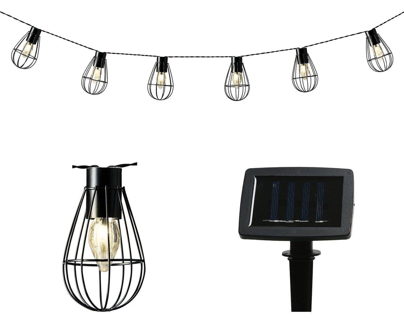 Lumineo LED-Lichterkette, LED Solar Lichterkette Laternen 3,5m Metall Warmweiß Lumineo LED-Lichterkette, LED Solar Lichterkette Laternen 3,5m Metall Warmweiß von Lumineo
