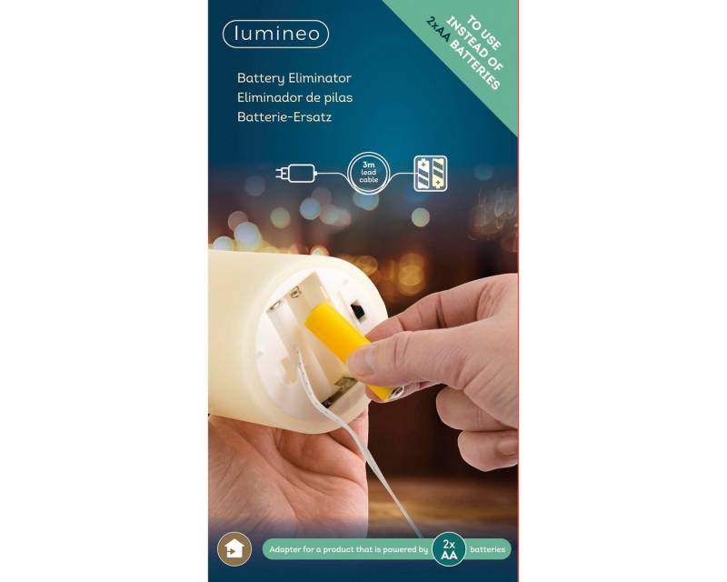 Lumineo LED-Lichterkette Lumineo Batterie-Ersatz 2 x AA, Batterie Eliminator, Innenbereich, Batterie-Dummys, Indoor von Lumineo