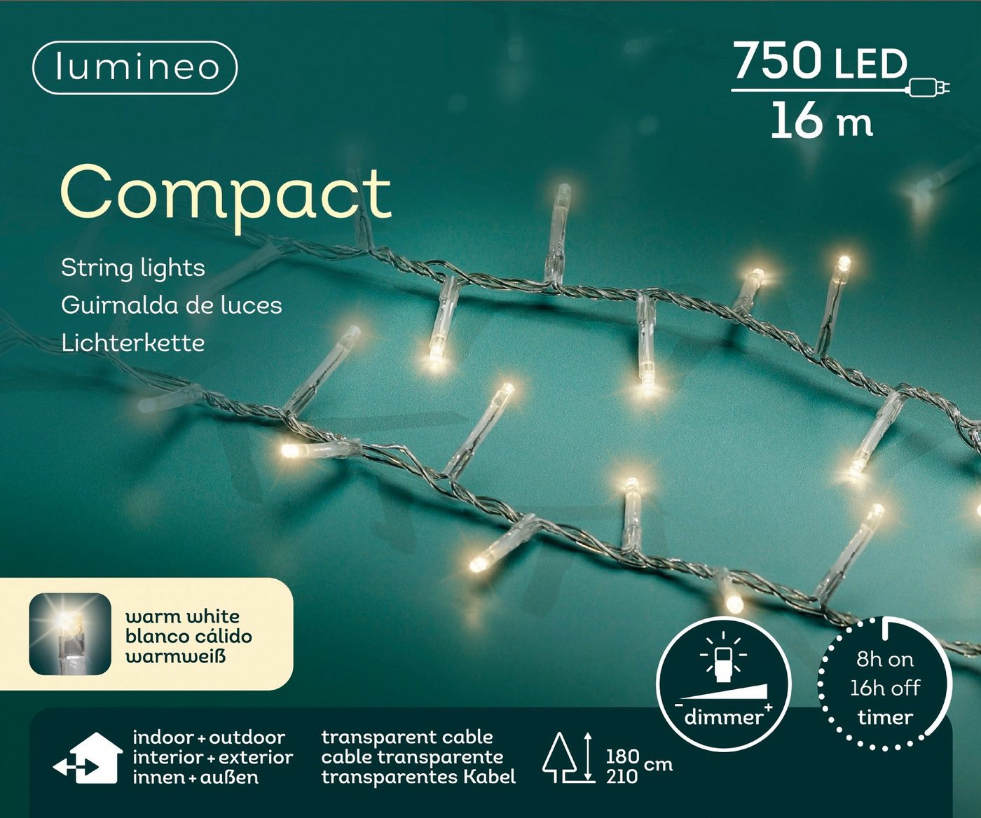 Lumineo LED-Lichterkette Lumineo Lichterkette Compact 750 LED 16 m warm weiß, transp. Kabel, Outdoor Lumineo LED-Lichterkette Lumineo Lichterkette Compact 750 LED 16 m warm weiß, transp. Kabel, Outdoor von Lumineo