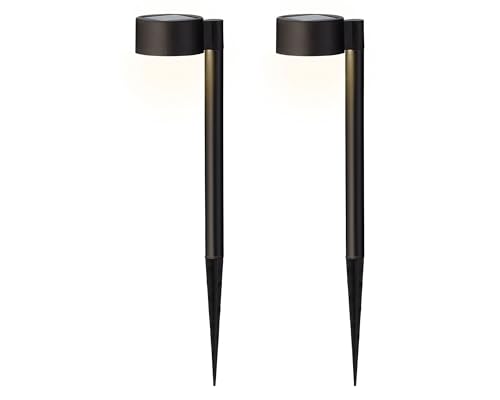 Lumineo LED Solar Außenleuchte 30cm Kunststoff - Solarleuchte Gartenlicht zum Stecken 2er Set Gartenleuchte Wegeleuchte Gartenlampe Solarlicht Solarlampen Gartenbeleuchtung für Außen Garten Warmweiß von Lumineo