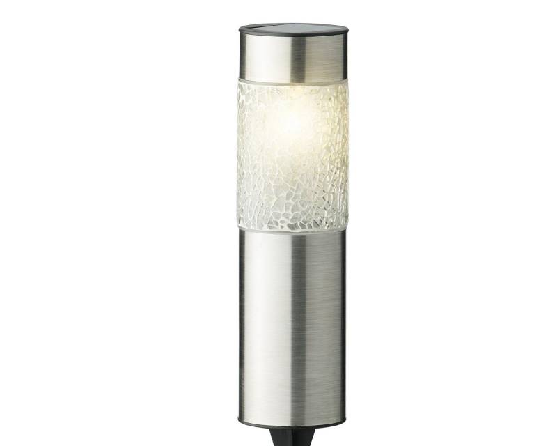 Lumineo LED Solarleuchte, Dauerlicht, warmweiß, LED Solarleuchte Solarstecker 22cm Edelstahl Dauerbetrieb 6h warmweiß von Lumineo