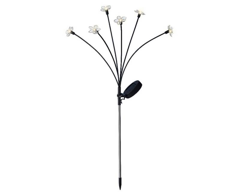 Lumineo LED Solarleuchte, Dauerlicht, warmweiß, Solar Stabbeleuchtung 6 Blumen LEDs Kunststoff 70cm Warmweiß 4er Set von Lumineo
