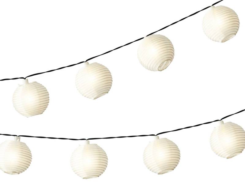 Lumineo LED Solarleuchte, Dauerlicht, warmweiß, LED Solar Lichterkette Lampions 3,5m Nylon Warmweiß von Lumineo