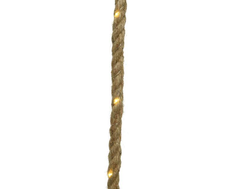 Lumineo LED Solarleuchte, Dauerlicht, warmweiß, LED Solar Seil Lichterkette 5m Jute Kunststoff Warmweiß von Lumineo