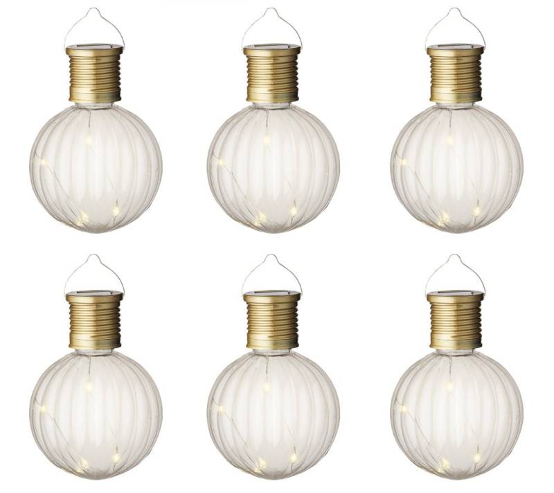 Lumineo LED Solarleuchte, Solar Gartenleuchten LED Kugel Glühbirnen Kunststoff 8x11cm 6er Set von Lumineo