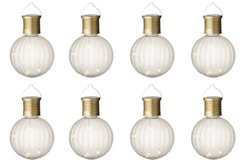 Lumineo LED Solarleuchte, Solar Gartenleuchten LED Kugel Glühbirnen Kunststoff 8x11cm 8er Set von Lumineo