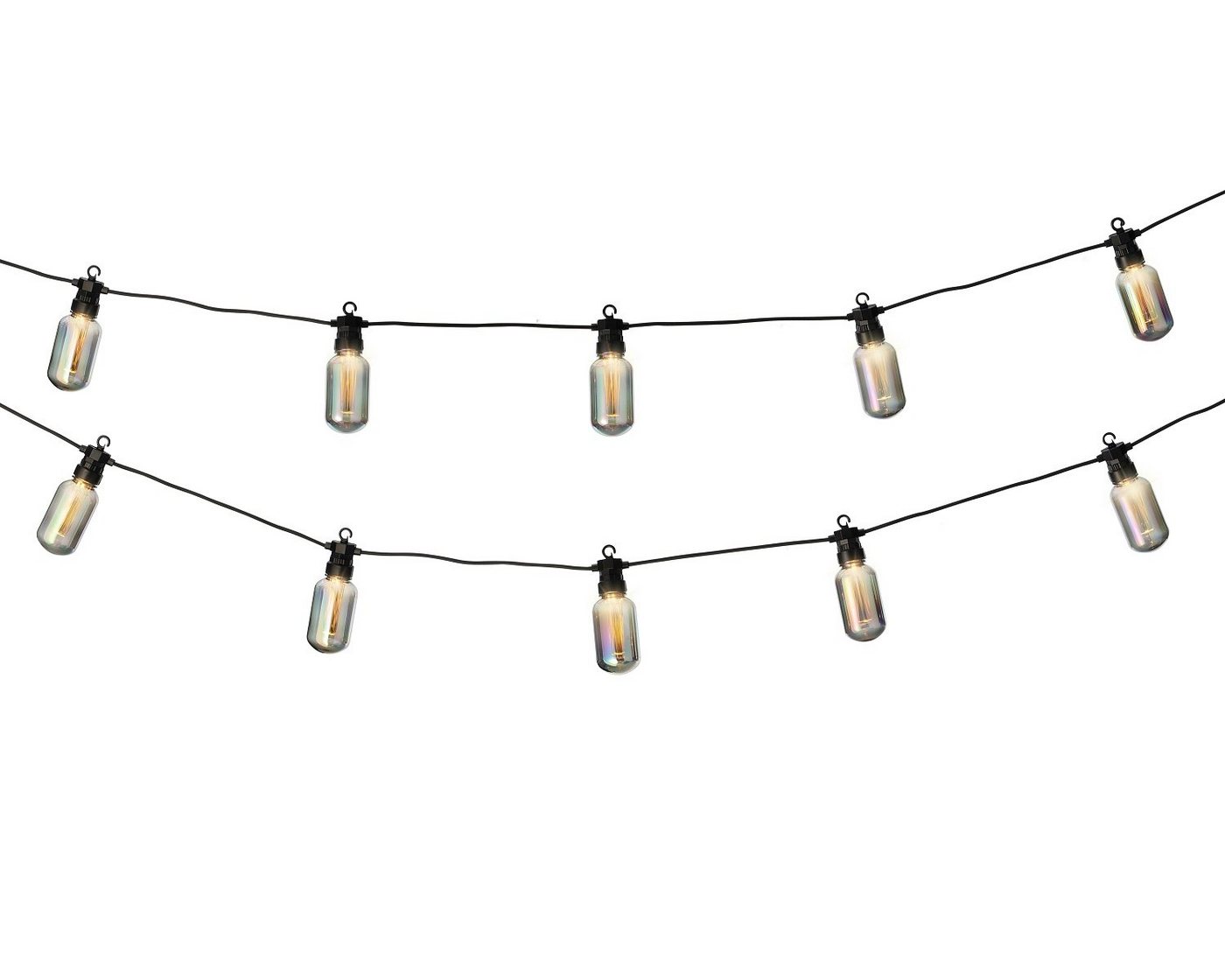 Lumineo LED-Lichterkette Lumineo Party-Beleuchtung 20 LED 9,5m, klassisch warm, schwarzes Kabel, Außenbeleuchtung, Erweiterbar auf 100 Lampen Lumineo LED-Lichterkette Lumineo Party-Beleuchtung 20 LED 9,5m, klassisch warm, schwarzes Kabel, Außenbeleuchtung, Erweiterbar auf 100 Lampen von Lumineo