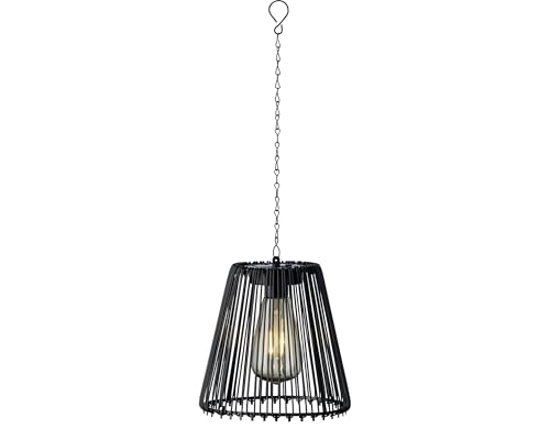Lumineo Solar Gartenleuchte 17x18cm Metall - LED Hängelampe Solarleuchte für Garten Balkon - Hängeleuchte Außenleuchte - Solarlampen für Außen hängend als Gartendeko Balkondeko - Schwarz Warmweiß von Lumineo
