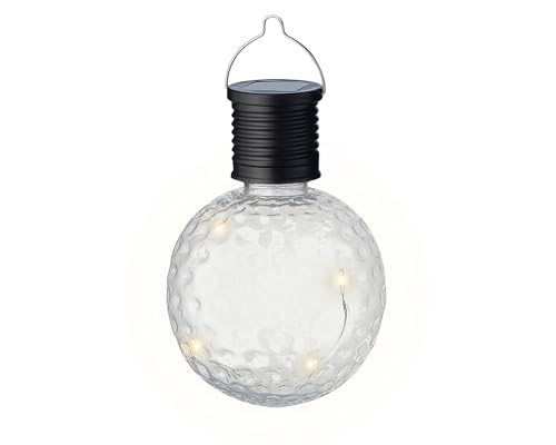 Lumineo Solar Gartenleuchte 8x11cm Kunststoff - LED Solarleuchte für Garten Balkon - Kugel Hängeleuchte Außenleuchte - Solarlampen für Außen hängend als Gartendeko Balkondeko - Warmweiß von Lumineo
