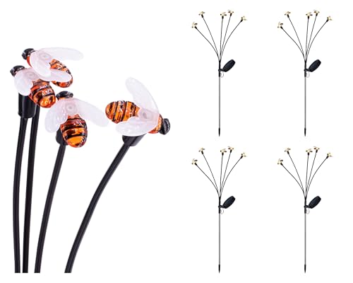 Solar Stabbeleuchtung Outdoor 70cm 5 Bienen LEDs Kunststoff 4er Set Solarleuchte für Garten - Außenleuchte Gartenleuchte - Solarlampen Wegeleuchte Stableuchte Gartendeko zum Stecken - Warmweiß Solar Stabbeleuchtung Outdoor 70cm 5 Bienen LEDs Kunststoff 4er Set Solarleuchte für Garten - Außenleuchte Gartenleuchte - Solarlampen Wegeleuchte Stableuchte Gartendeko zum Stecken - Warmweiß von Lumineo