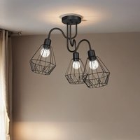 Deckenlampe Draht Schirm Schwarz Retro Design E27 von Luminex