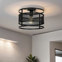 Deckenlampe rund 30 cm Schwarz Metall Mesh E27 von Luminex