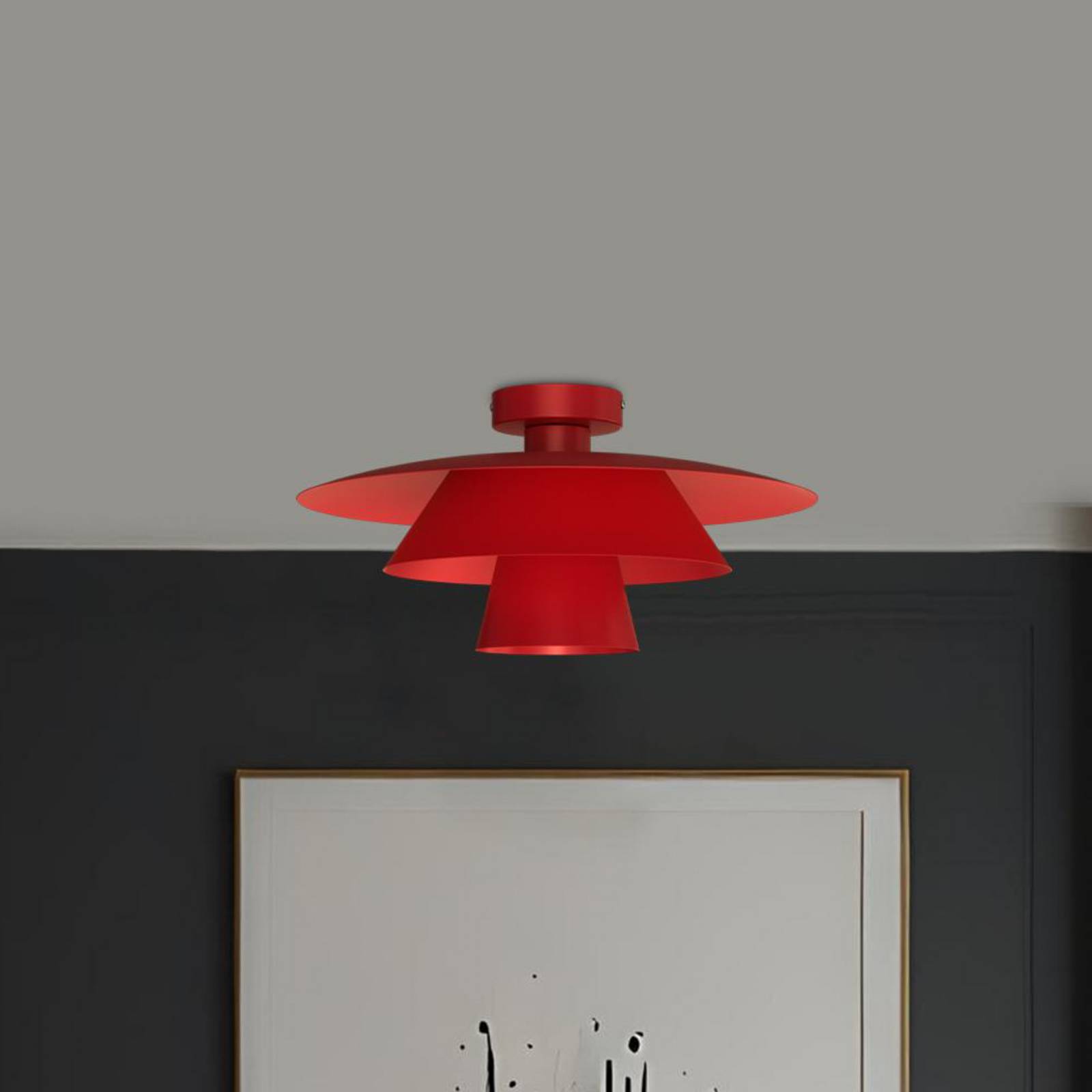 Deckenleuchte Plato, rot, Metall, Ø 38 cm, E27 Deckenleuchte Plato, rot, Metall, Ø 38 cm, E27 von Luminex