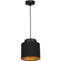 Hängelampe Stoff Schirm in Schwarz Gold E27 von Luminex