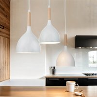Hängelampe Weiß Metall Holz 3 flammig von Luminex