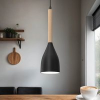 Hängeleuchte Esstisch Holz Metall E27 Ø11cm Schwarz von Luminex