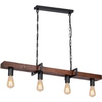 Hängeleuchte Holz Metall Schwarz Braun für 4x E27 von Luminex