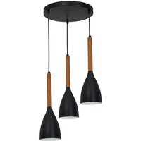 Hängeleuchte Metall Holz 3x E27 Schwarz von Luminex
