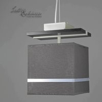 Pendelleuchte Stoffschirm Braun Chrom E27 von Luminex