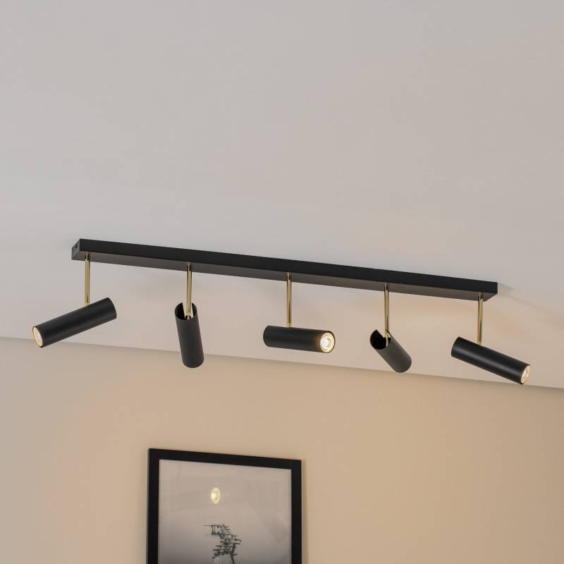 Luminex Deckenleuchte Lampe Axion Leuchte Led 5 Flammig Stahl Schwarz Gold Gu10 B-Ware von Luminex