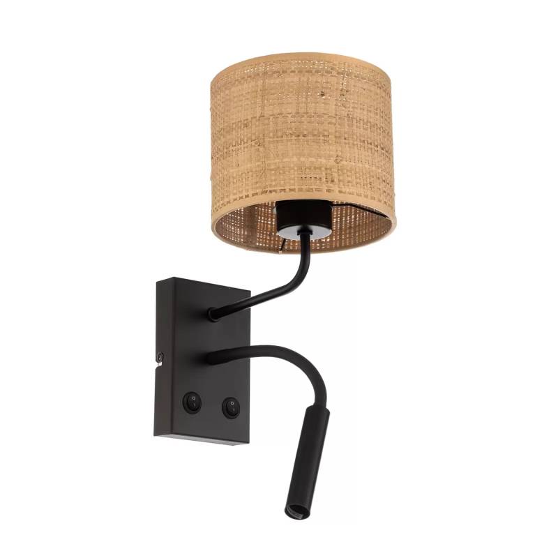 Luminex Wandleuchte Jovin 1 Flammig Mit Spot Wandlampe Lampe E27 Rattanschirm B-Ware von Luminex