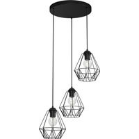 Pendelleuchte 3-flammig Schwarz Metall Draht Schirm von Luminex