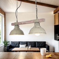 Rustikale Pendelleuchte HAKON Shabby Weiß Echt Holz von Luminex
