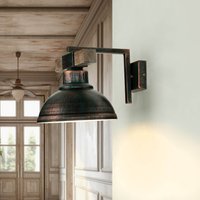 Wandleuchte HAKON Kupfer Antik Echt Holz Metall von Luminex