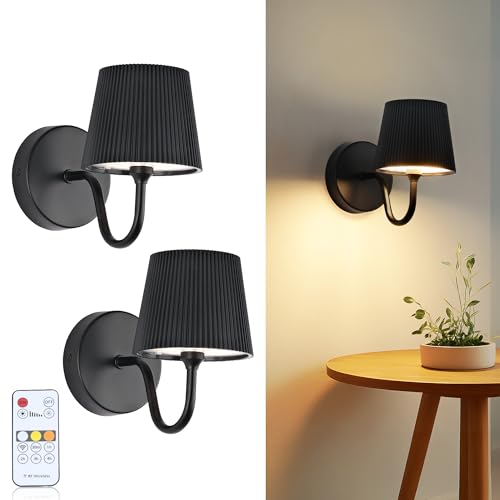 LuminexDesigns 2ER LED Wandleuchte Innen, Wiederaufladbar mit 2.4G Fernbedienung & Touch Dimmbar, Magnetisch Abnehmbar, 5200mAh Akku, Kabellos für Schlafzimmer Wohnzimmer Flur Trep von LuminexDesigns