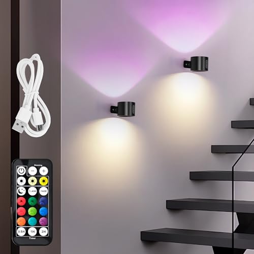 LuminexDesigns 2er LED Wandleuchte Innen Akku – Kabellose Magnetische Wandlampe RGB Schwarz – Touch Dimmbar mit Fernbedienung – USB-C aufladbar Wandspot, Zum Kleben, Ohne Bohren, Ohne Stromanschluss LuminexDesigns 2er LED Wandleuchte Innen Akku – Kabellose Magnetische Wandlampe RGB Schwarz – Touch Dimmbar mit Fernbedienung – USB-C aufladbar Wandspot, Zum Kleben, Ohne Bohren, Ohne Stromanschluss von LuminexDesigns
