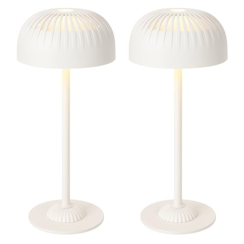 LuminexDesigns 2er-Set Kabellose Tischlampen in Weiß, dimmbar, stilvoll für Wohnzimmer oder Fensterbank von LuminexDesigns