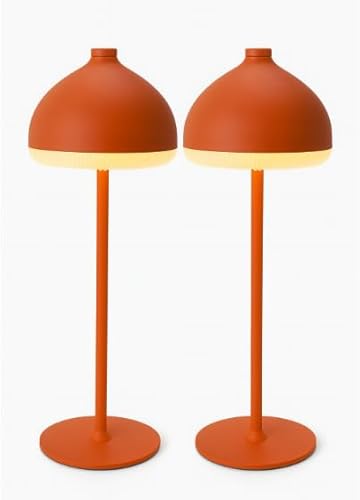 LuminexDesigns 2er-Set Moderne Tischlampen in Orange, dimmbar & tragbar, ideal für Schlafzimmer oder Lesesessel von LuminexDesigns