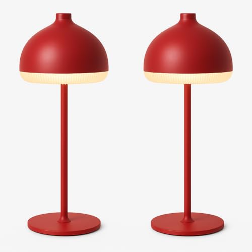 LuminexDesigns 2er-Set Weihnachtliche Akku-Tischlampen in Rot, USB-C, dekorativ für Sideboard oder Kaminsims von LuminexDesigns