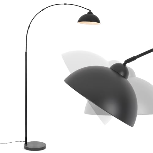 LuminexDesigns Bogenlampe Stehlampe Wohnzimmer – Warme Lichtatmosphäre für Lesen & Entspannen, 5 Min Montage, Schwerer Metallfuß (5kg), Schwenkbarer Aluminium-Lampenschirm, Ohne Leuchtmittel, Schwarz von LuminexDesigns